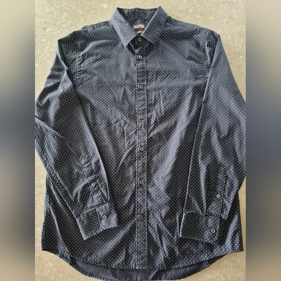 Michael Kors Other - Michael Kors Mens Dress Shirt Sz L Long Sleeve Polka Dot Black Tailored Fit